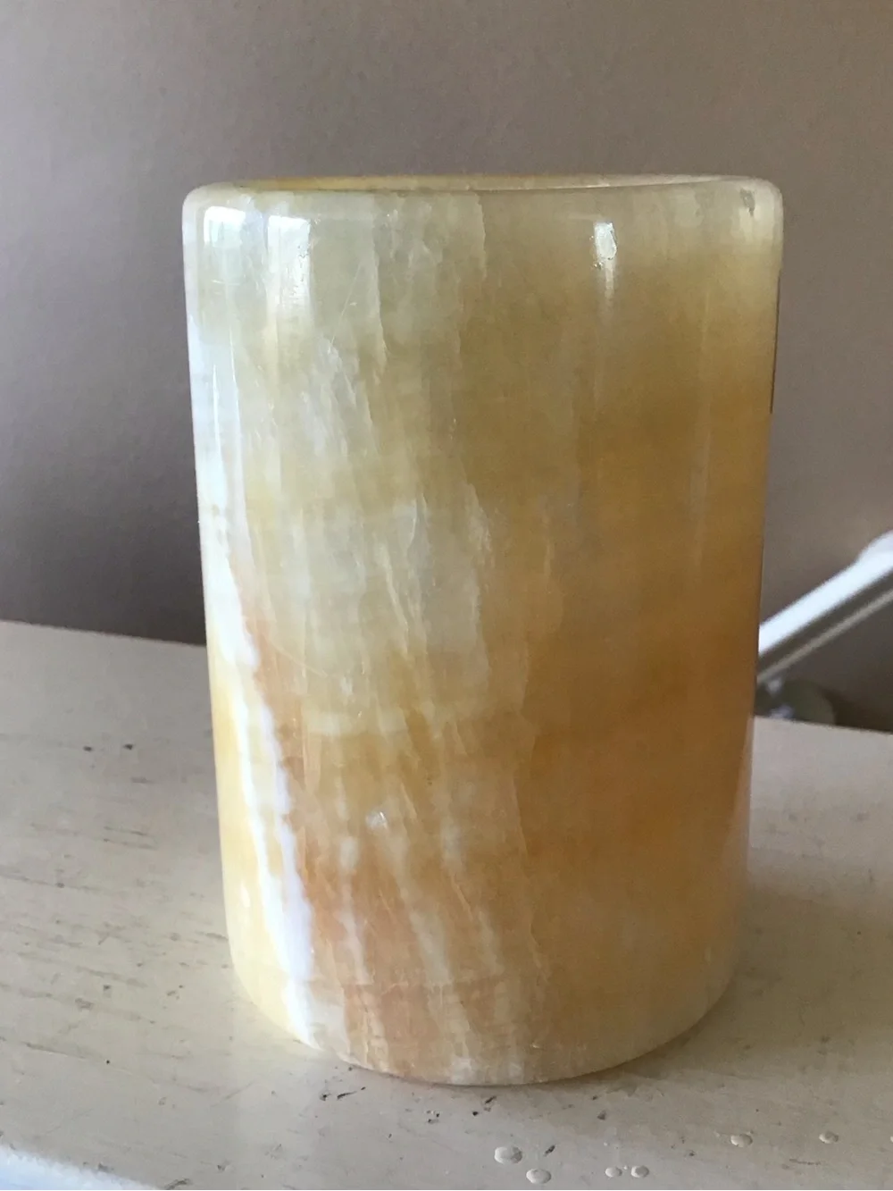 Vintage Marble Cream Colored Stone Pillar Candleholder - Picture 3 of 3